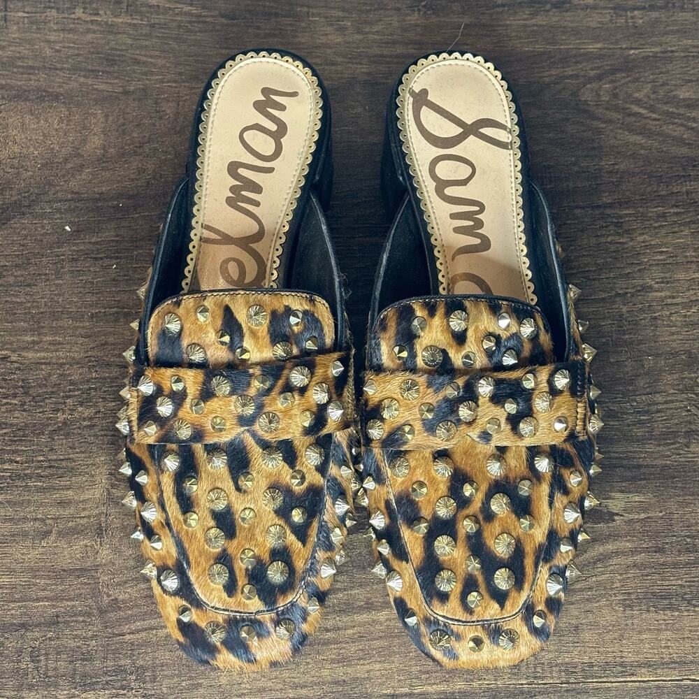 Sam Edelman Calf Hair Studded Block Heel Augustus Mule - size 6.5